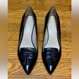 Nine West black kitten heels with front tassels